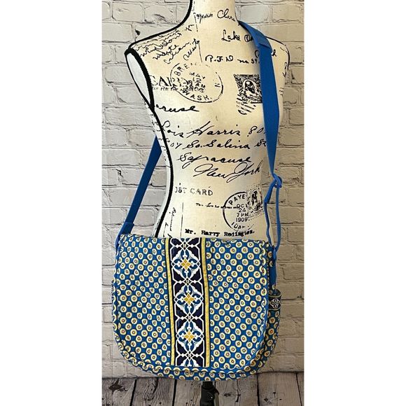 Vera Bradley Riviera Blue Large Messenger Bag - Picture 1 of 10